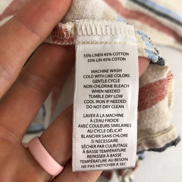 BeachLunchLounge Women's Size XS Multicolor Striped Linen Blend Top Oversized - Picture 8 of 9